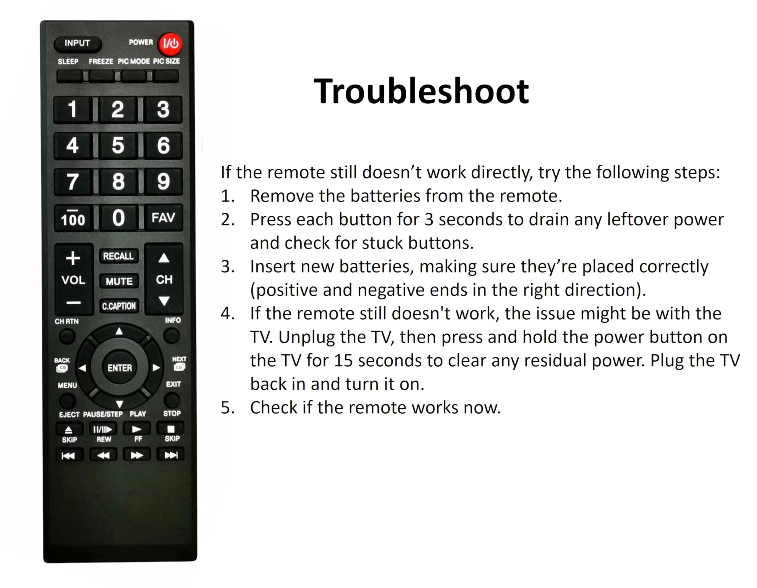 Universal Remote Control for Toshiba TV, Replacement for All